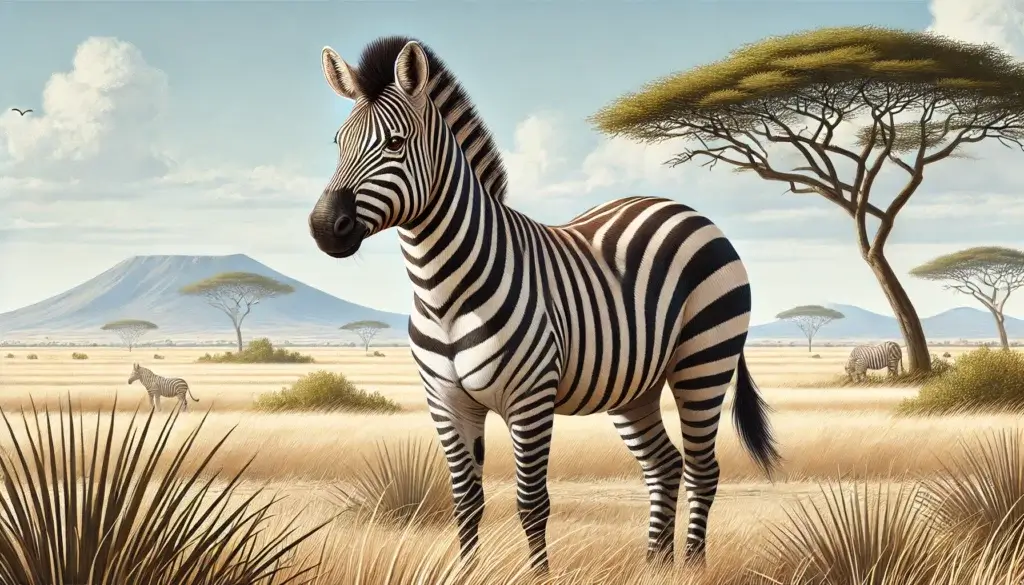 당신이 몰랐던 얼룩말의 재밌는 사실 7가지 2 DALL·E 2024 08 10 00.33.23 A realistic illustration of a zebra standing in a natural savanna environment. The zebra should be depicted with its characteristic black and white st